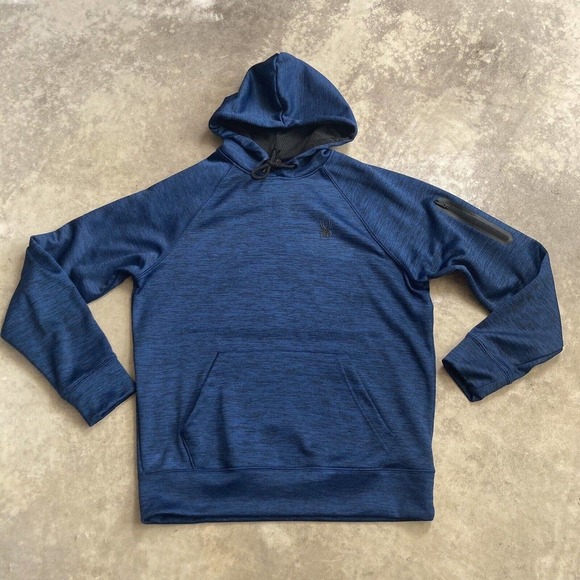 Spyder‎ Sweatshirt Mens Size Medium Blue Tech Fleece Pullover Hoodie ProwB - Picture 1 of 11